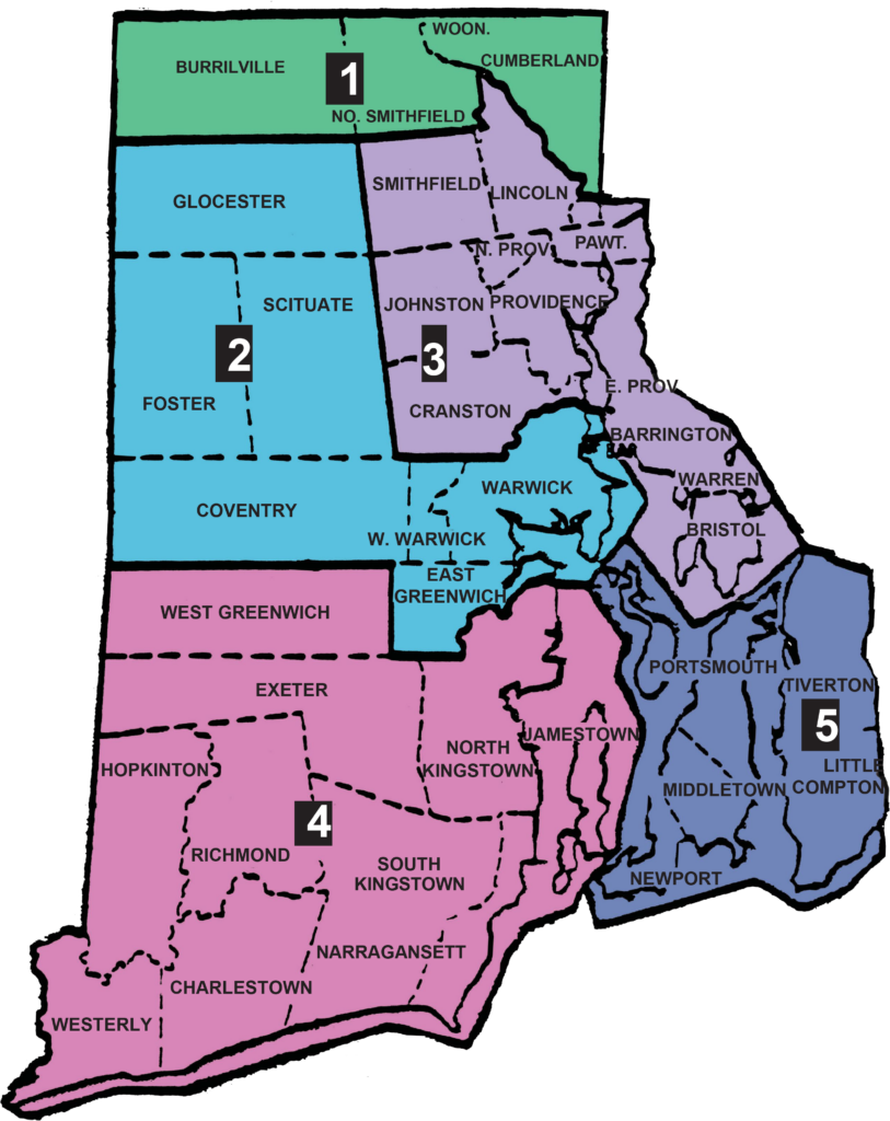 Map of Rhode Island Regions for School Bus Transportation to Catholic Schools